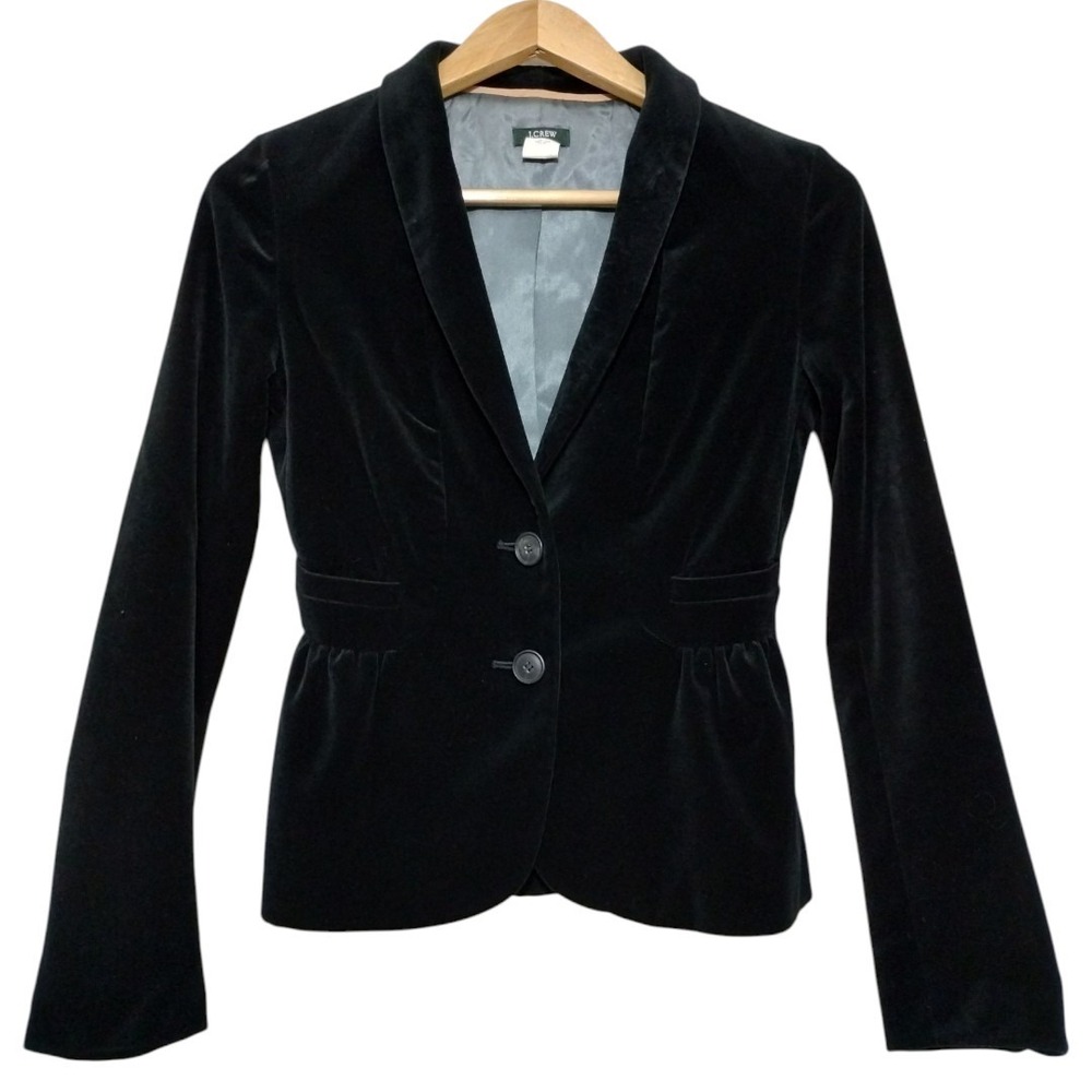 J. Crew Women's 2‎ Velvet Blazer Peplum Long Sleeve Jacket Minimalist